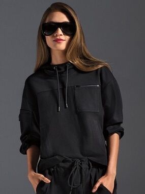 Cabi Quantum Hoodie Black Athleisure Pullover EUC Size M